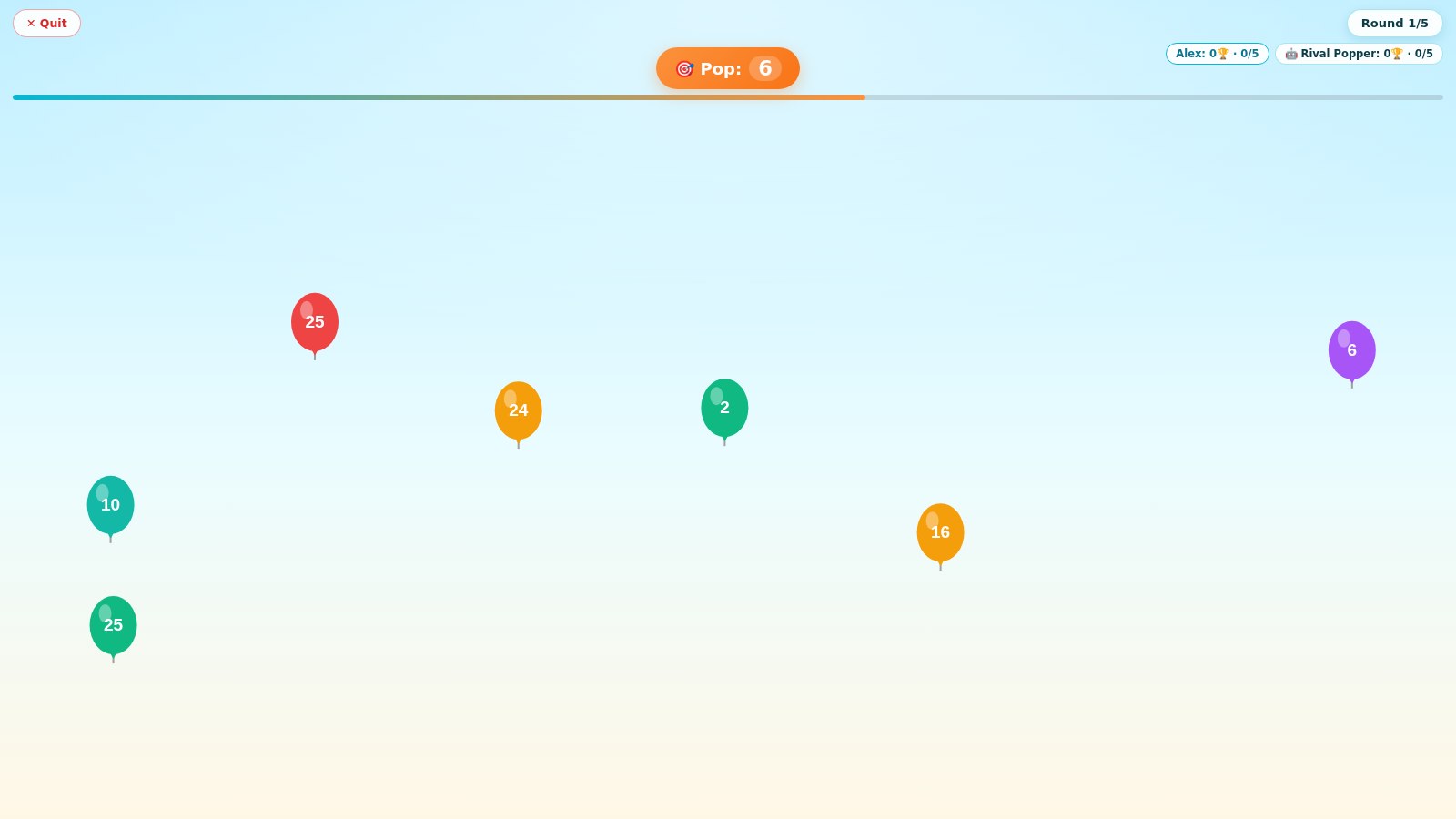 Balloon Pop Race, free online 2 to 4 player arcade reflex game
