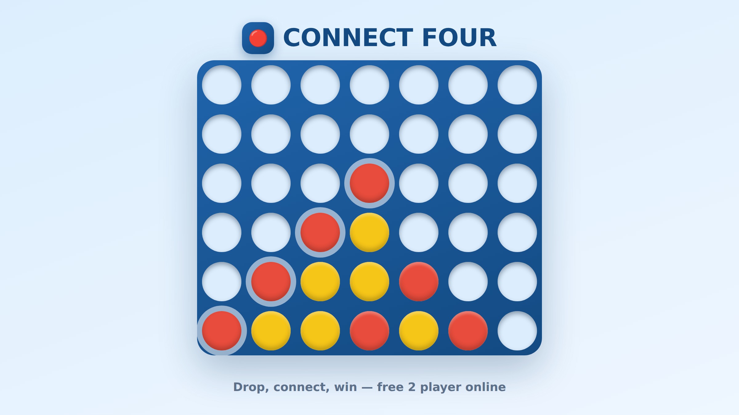 Connect Four, free online 2 player strategy game