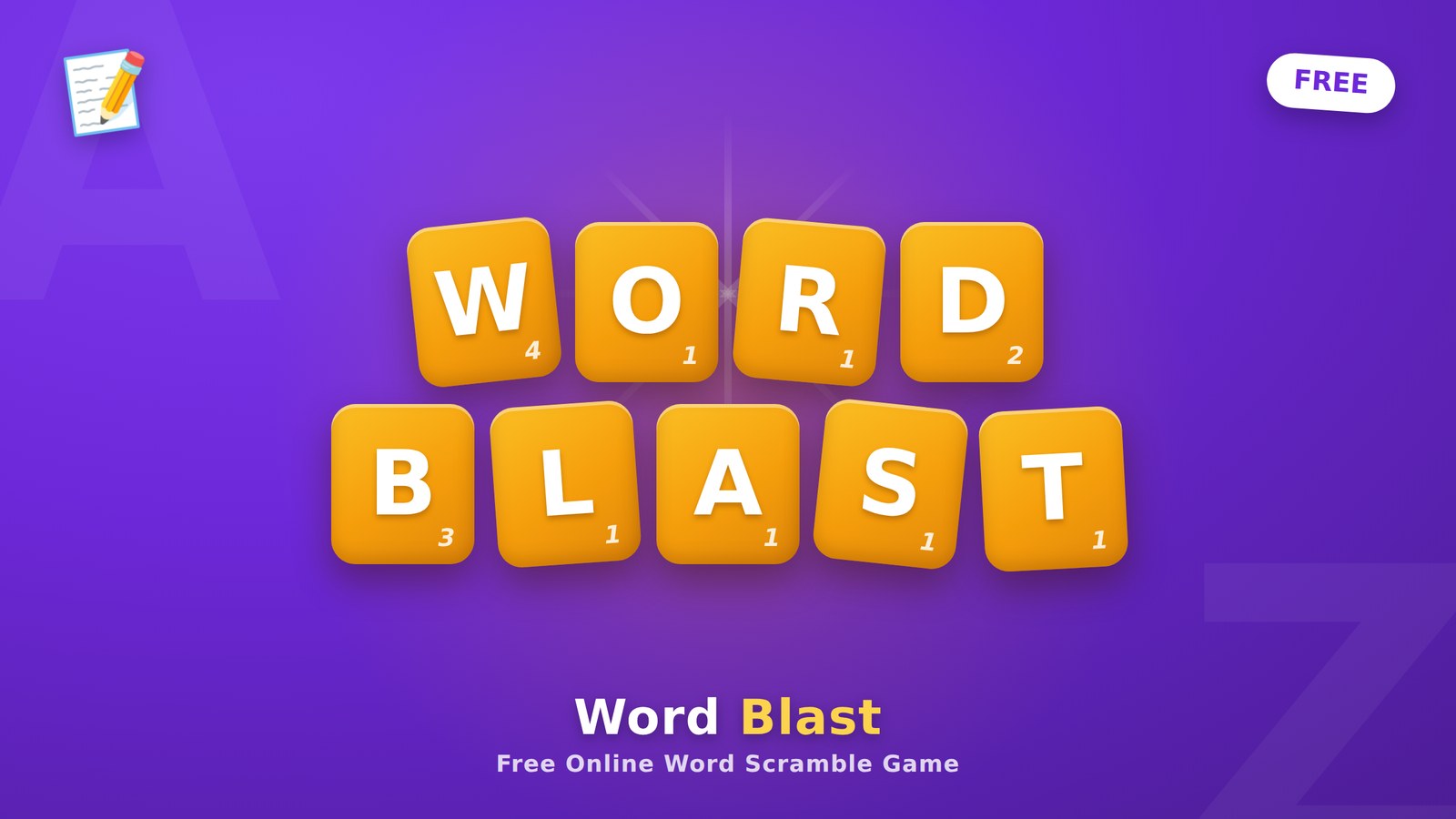 Word Blast, free online 2 to 4 player word scramble game